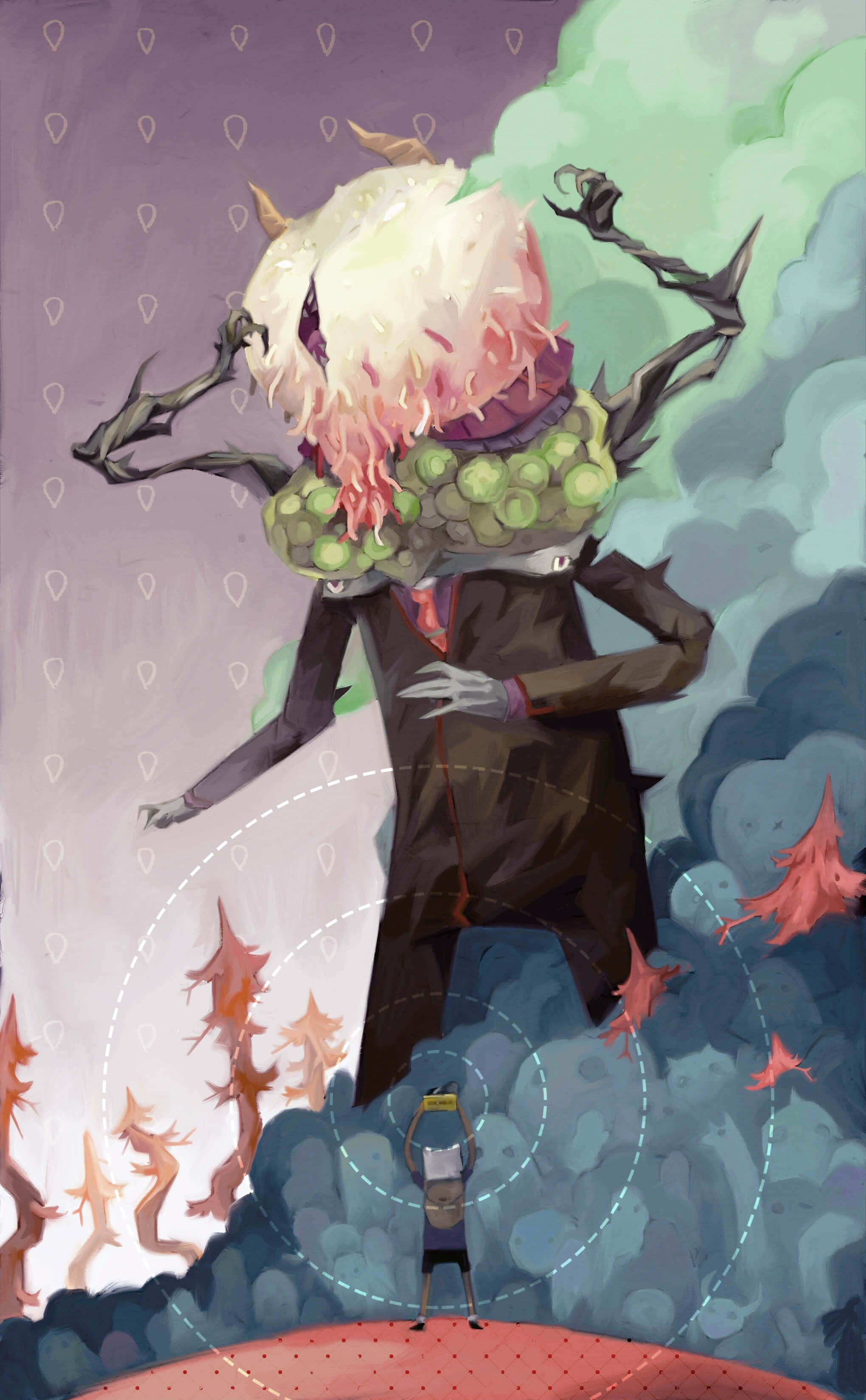 Digital illustration of Gregg. Abstract illustration of a tree man with a head of a monster.