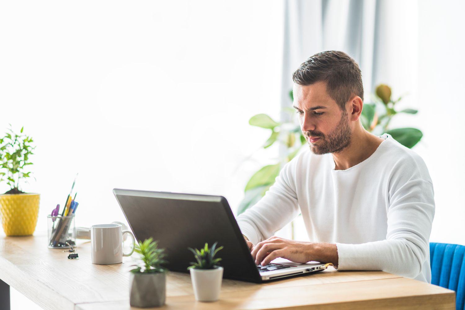 woman working on a laptop