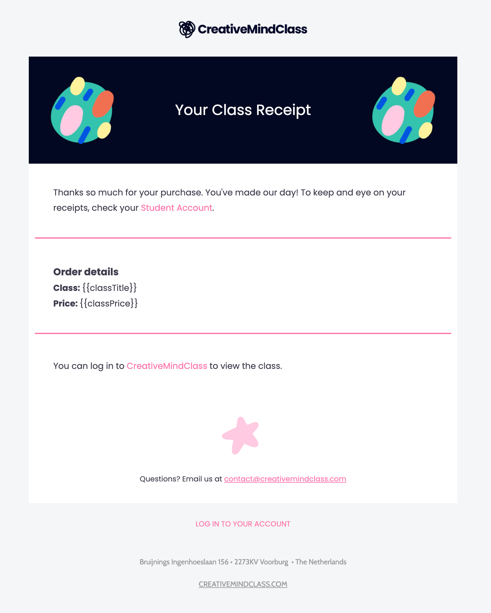 Notifications via email - CreativeMindClass