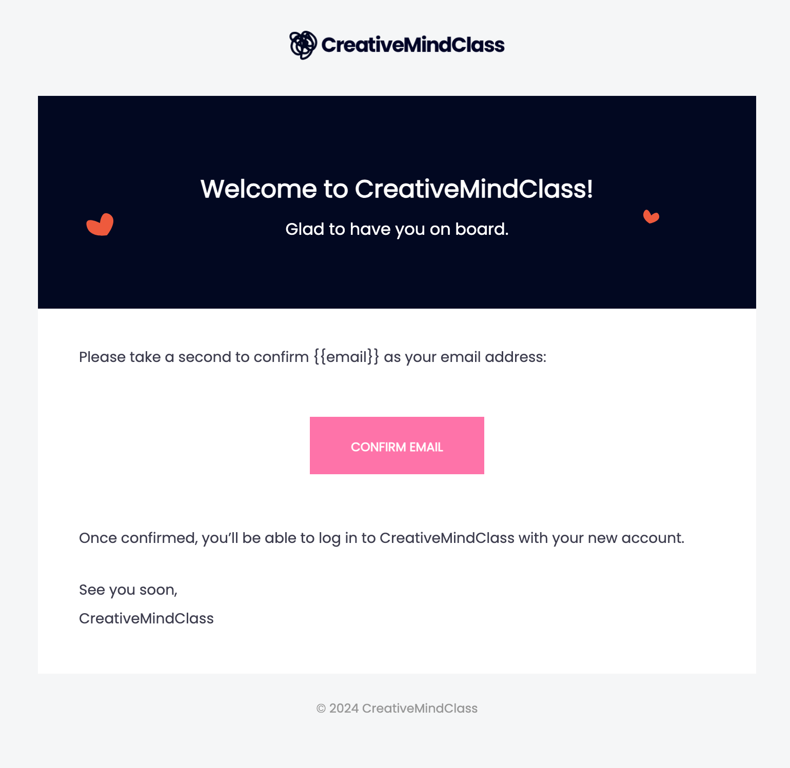 Notifications via email - CreativeMindClass